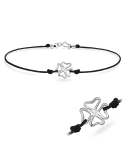 Matt Rope with Clover Leaf Silver Anklet ANK-104